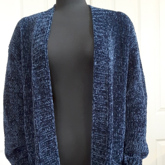 EMORY Chenille Long Line Cardigan Midnight Blue - Picture 9 of 10